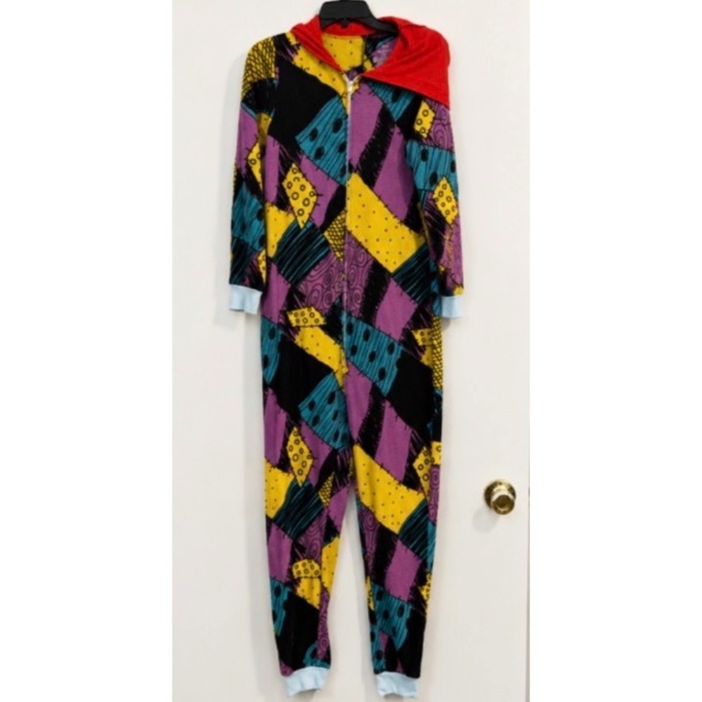 Disney Nightmare Before Christmas Sally Fleece Union Suit Hooded Pajamas Youth S